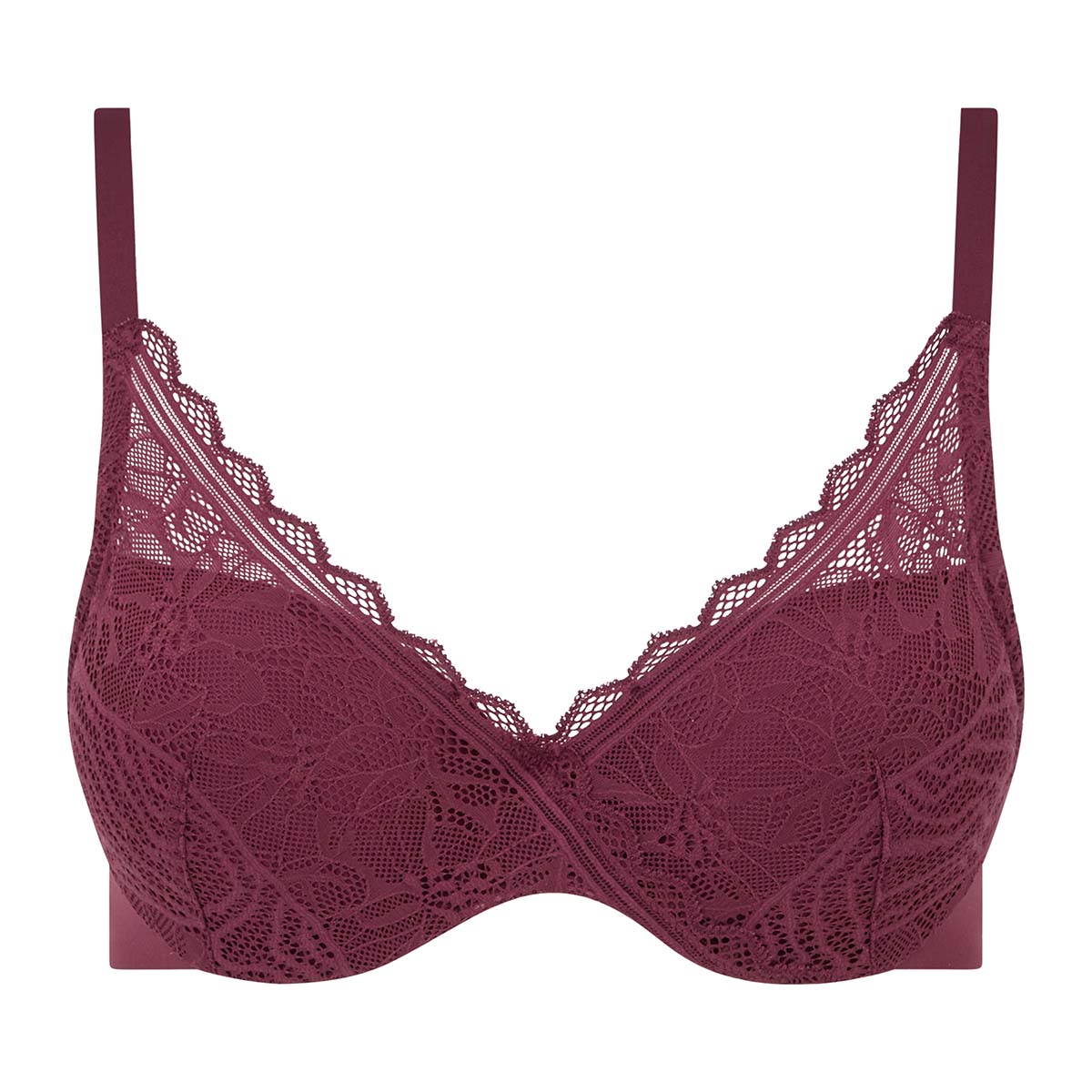 Chantelle Easyfeel Floral Touch BH med bøjle, rød - C94260 - 0K7 - Sienna