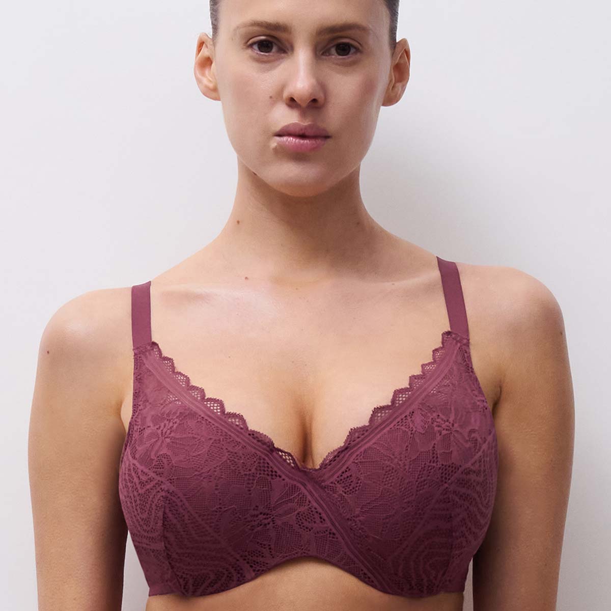 Chantelle Easyfeel Floral Touch BH med bøjle, rød - C94260 - 0K7 - Sienna