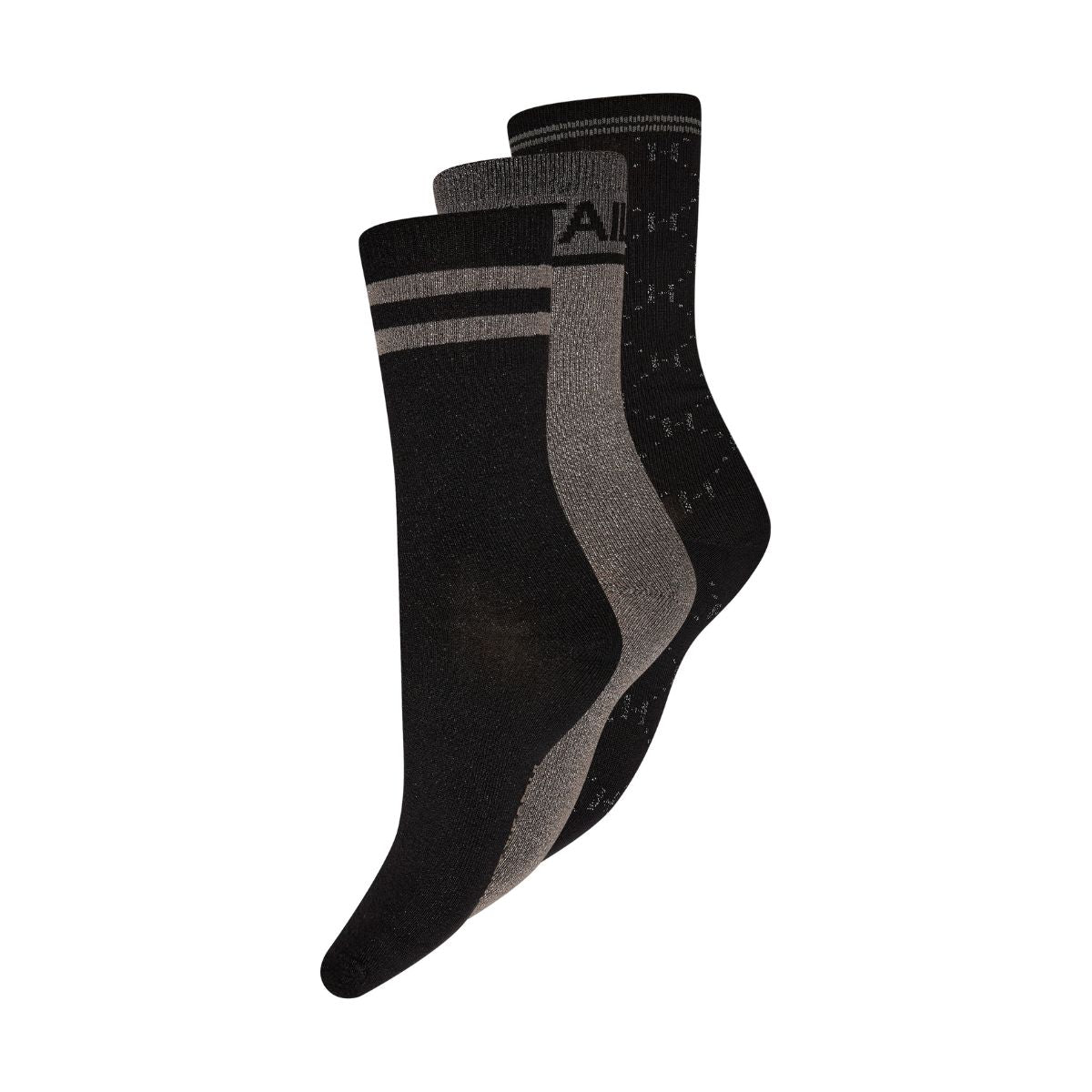 Hype The Detail 3-pak ankelstrømper, multi - 3-21555-75 - 1001 - Black/grey
