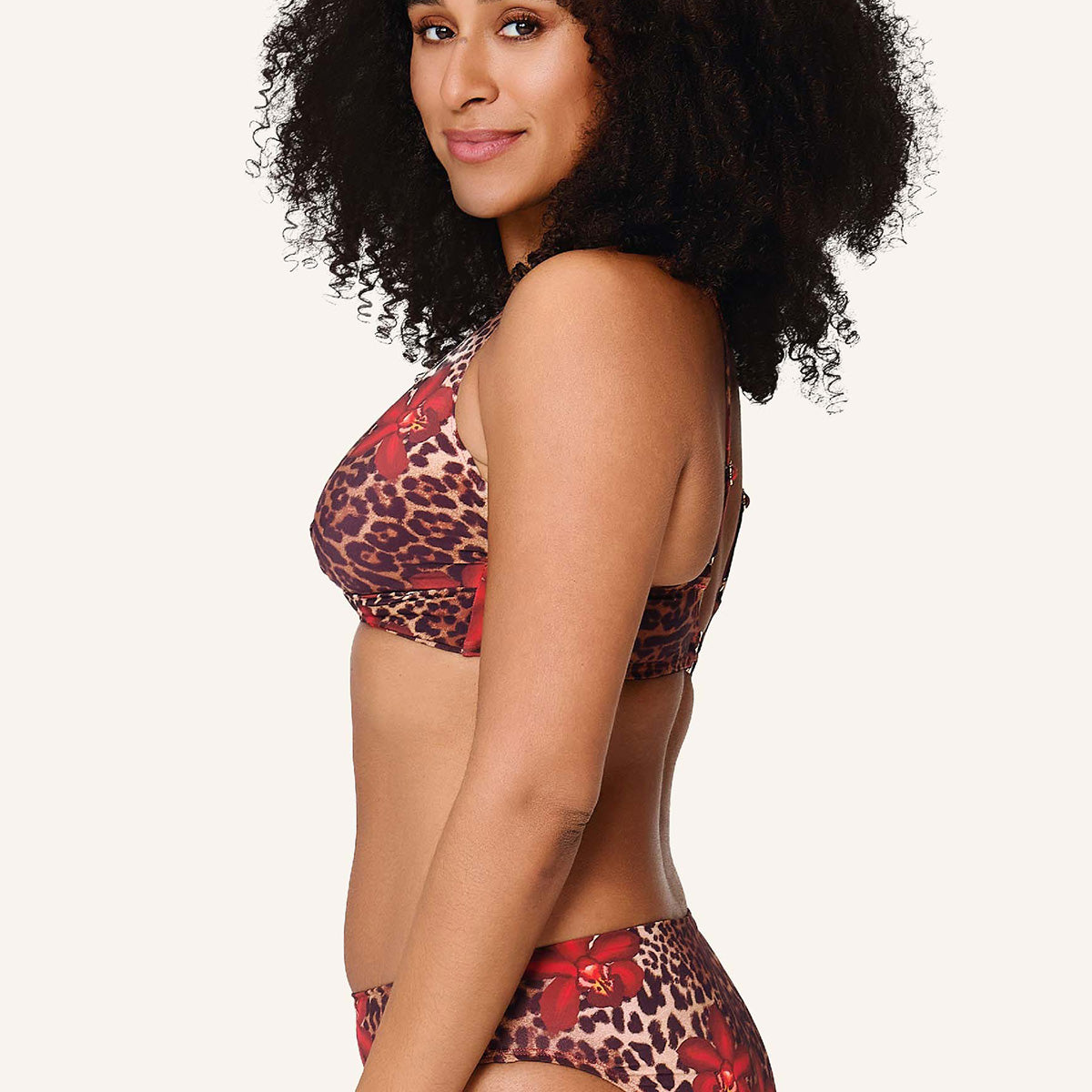 LingaDore Leopard Flower Shine bikini top med bøjle, leopard - 8201A-1 - 340 - Leopard Flower